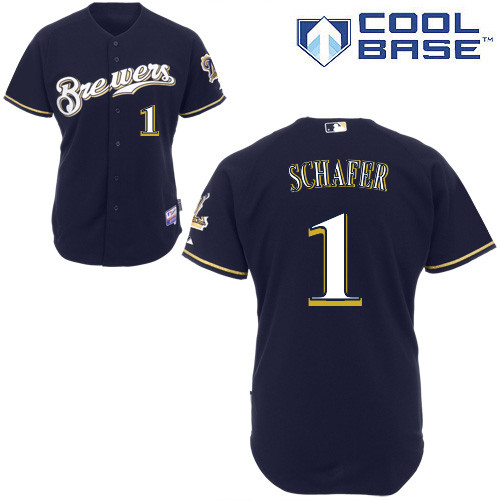 Logan Schafer #1 Youth Baseball Jersey-Milwaukee Brewers Authentic Alternate Navy Cool Base MLB Jersey